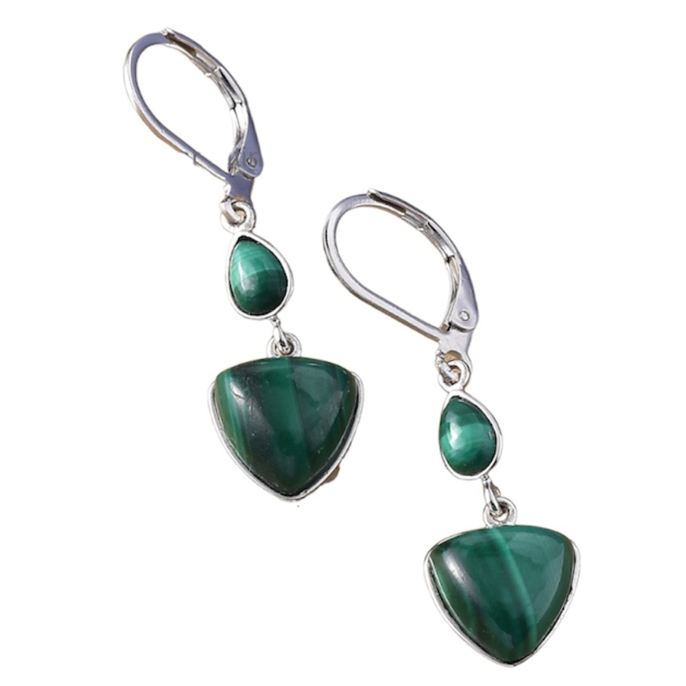 Natural African Malachite dangle EARRINGS